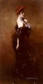 Portrait Of madame Pages In Evening Dress genre Giovanni Boldini